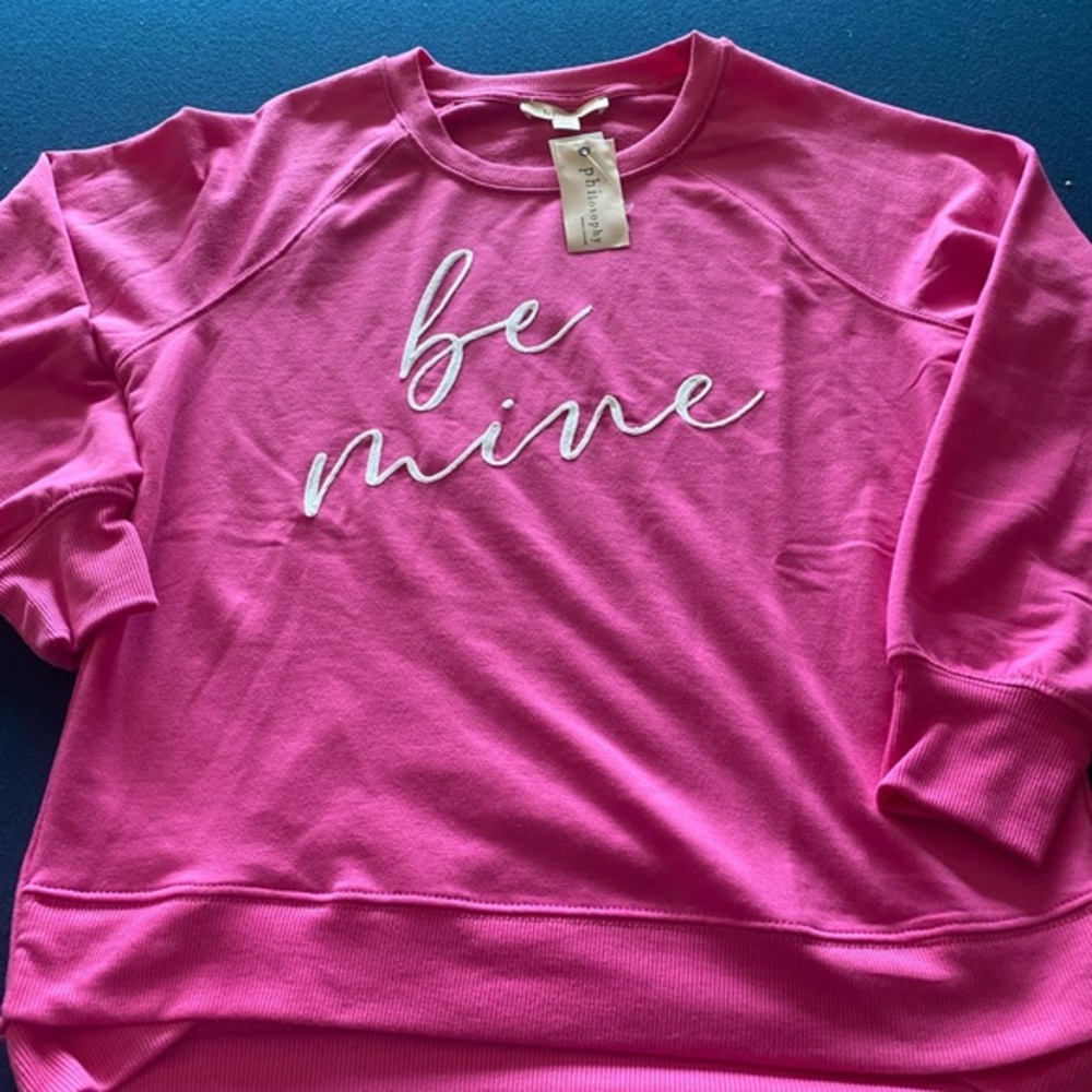 Pretty pink BE MINE lightweight sweatshirt by PHILOSOPHY 🩷see pic for details🩷